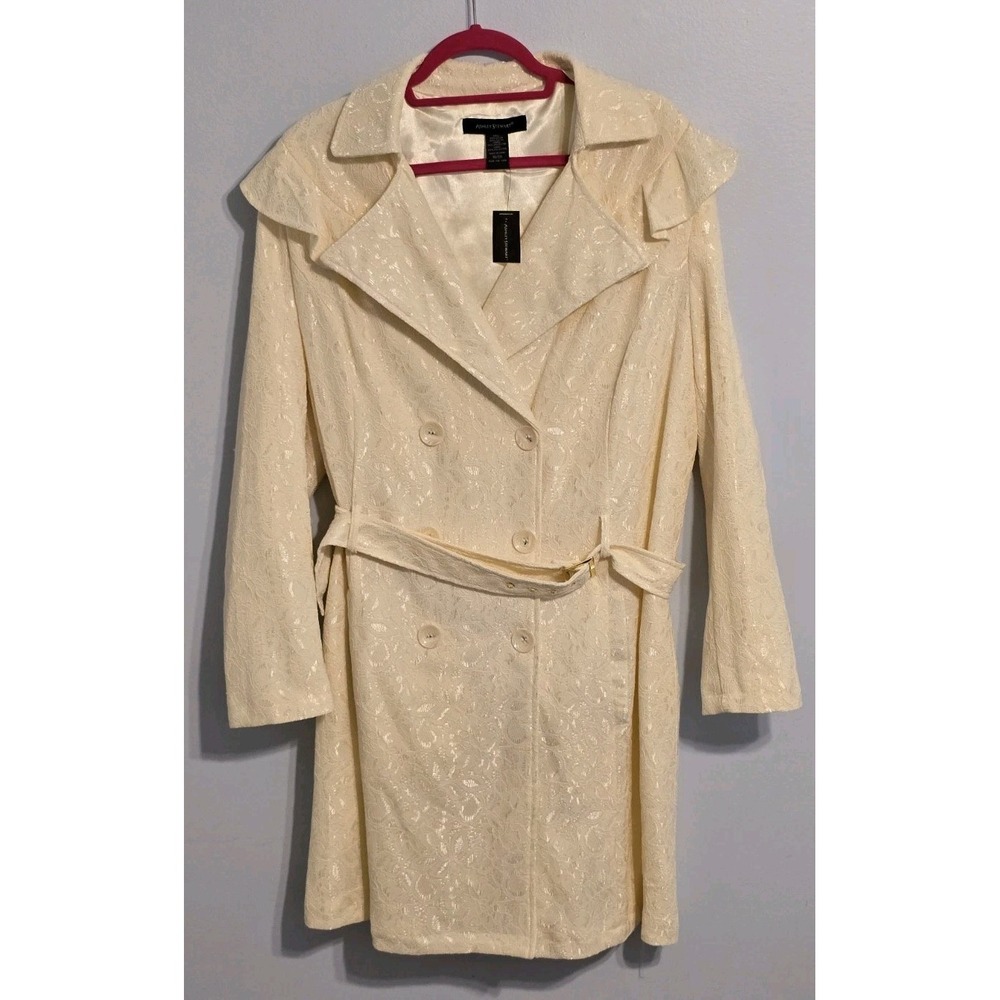NWT Ashley Stewart Women's Cream Trench Coat Size 18/20 Fishermen's Aesthetic